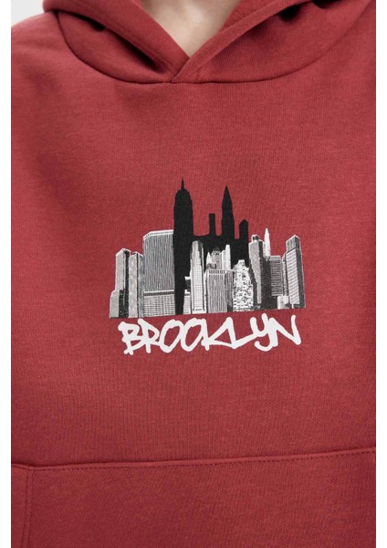 Erkek Çocuk Baskılı Kapüşonlu Kanguru Cepli Sweatshirt C9797A824WN indirimleri