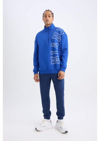 Fit NBA Miami Heat Oversize Geniş Kalıp Dik Yaka Sırt Baskılı Kalın Sweatshirt A7247AX24AU