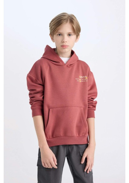 Erkek Çocuk Oversize Geniş Kalıp Sırt Baskılı Kapüşonlu Sweatshirt D5679A824WN modelleri