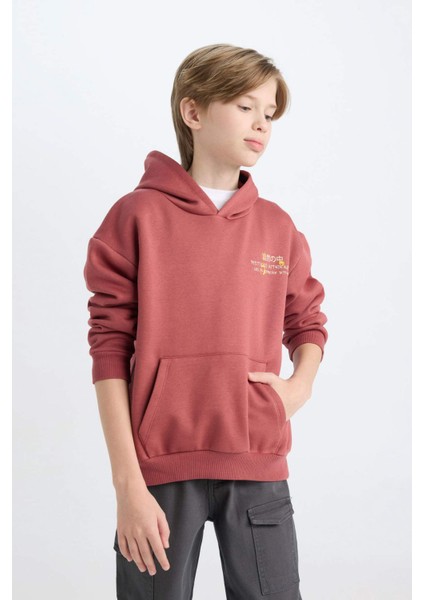 Erkek Çocuk Oversize Geniş Kalıp Sırt Baskılı Kapüşonlu Sweatshirt D5679A824WN fırsatları