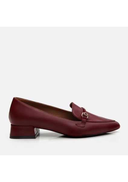 01AYH290820A780 HAKIKI Deri Bordo Kadın Loafer