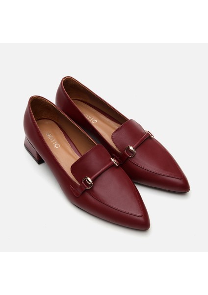 01AYH290820A780 HAKIKI Deri Bordo Kadın Loafer