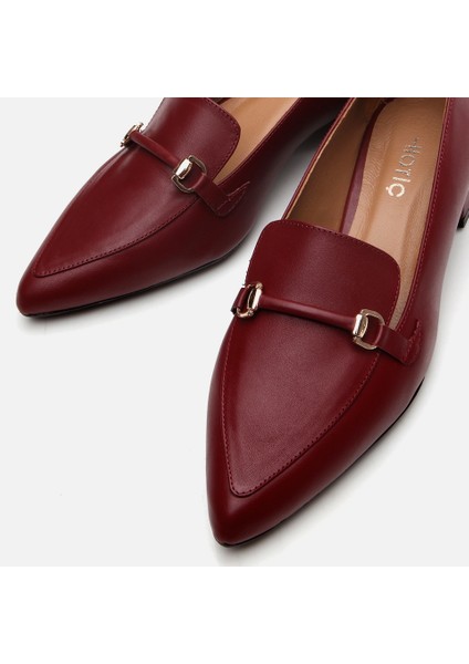 01AYH290820A780 HAKIKI Deri Bordo Kadın Loafer