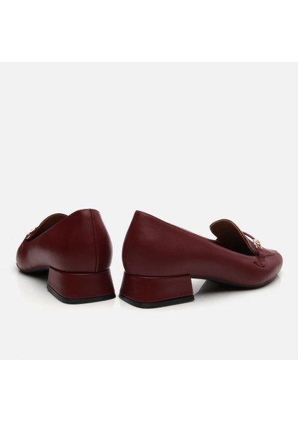 01AYH290820A780 HAKIKI Deri Bordo Kadın Loafer