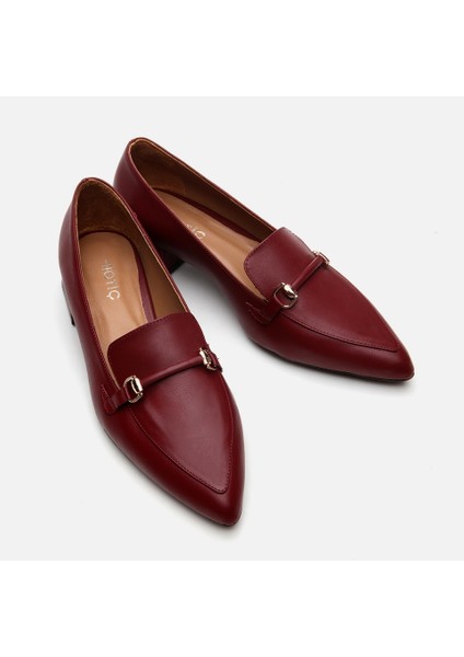 01AYH290820A780 HAKIKI Deri Bordo Kadın Loafer modelleri