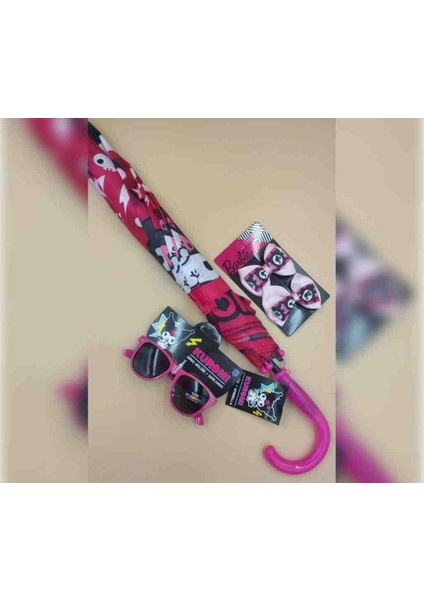Kuromi Lisanslı Çocuk Şemsiyesi + Lisanslı Gözlük - Barbie Toka