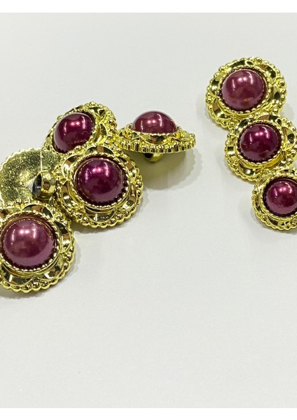 Vintage Serisi Düğme Seti / 2,5 cm 6 Lı Set (Gold - Bordo) fırsatları