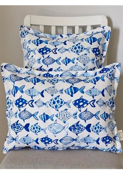 Mavi Balıklı Duck Kırlent