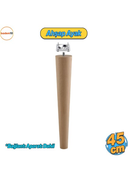 Ahşap Mobilya Ayağı Aparatlı 45 cm Sehpa Zigon Orta Masa Puf Tabure Tv Ünitesi Ayakları M8 Civatalı