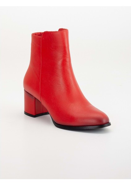 Kadın Deri Günlük Topuklu Bot - Kırmızı fırsatları