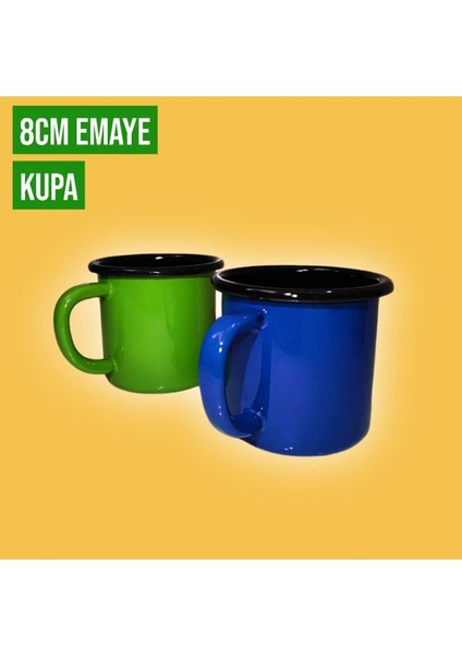 Emaye Kordonlu Kupa Emaye Bardak Kampçı Kupası Mavi Yeşil İkili 350 ml modelleri