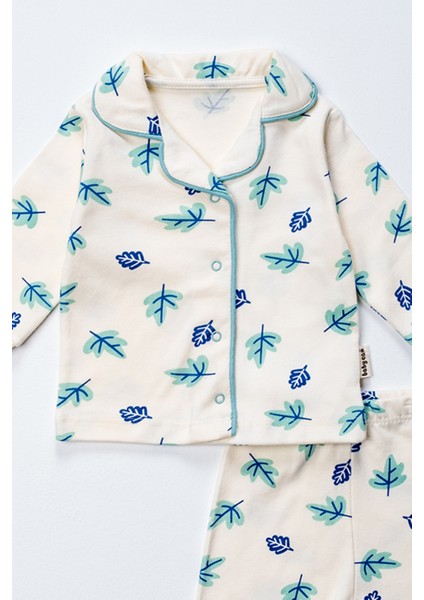 2411 3-12 Ay Unisex Yaprak Baskılı Pijama Takım