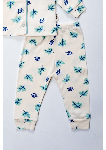 2411 3-12 Ay Unisex Yaprak Baskılı Pijama Takım