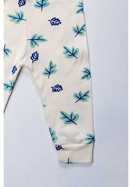 2411 3-12 Ay Unisex Yaprak Baskılı Pijama Takım