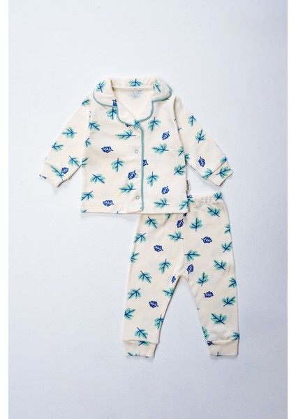 2411 3-12 Ay Unisex Yaprak Baskılı Pijama Takım