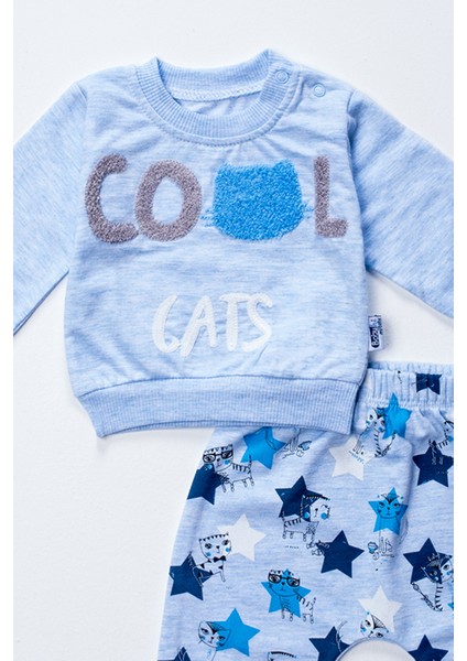 377 6-18 Ay Erkek Cool Cats Nakışlı 2'li Takım