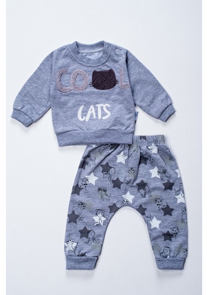 377 6-18 Ay Erkek Cool Cats Nakışlı 2'li Takım