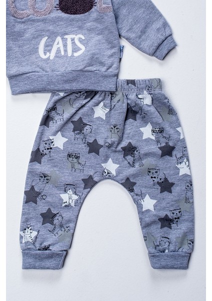 377 6-18 Ay Erkek Cool Cats Nakışlı 2'li Takım