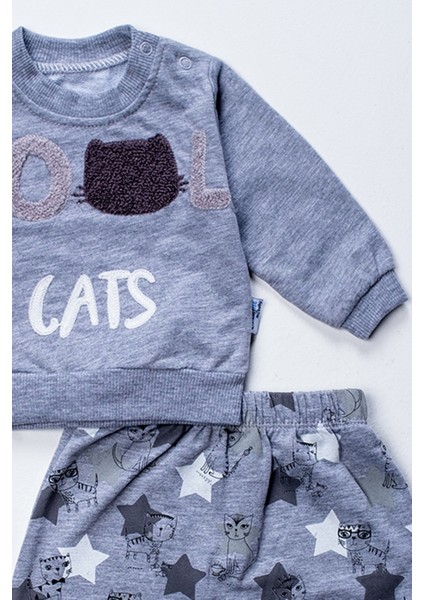 377 6-18 Ay Erkek Cool Cats Nakışlı 2'li Takım