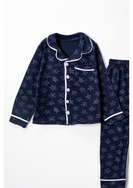 0051 9-12 Yaş Yakalı Yıldızlı Unisex Pijama Takım fiyatları
