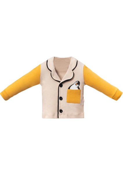 1056 6-18 Ay Düğmeli Penguen Baskılı Cepli Pijama Takım fiyatları