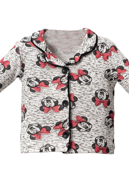 1069 6-18 Ay Minnie Baskılı Düğmeli Pijama Takım modelleri