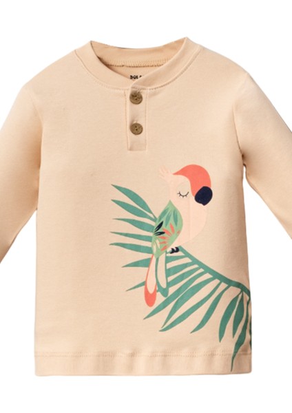 7014 4-7 Yaş Papağan Baskılı Pijama Takım modelleri