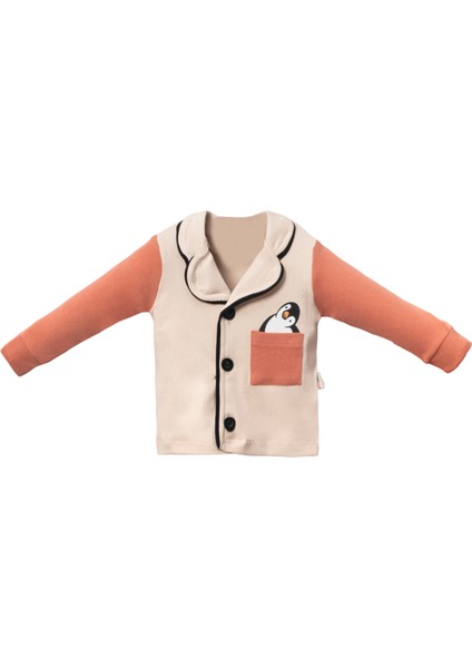 1056 6-18 Ay Düğmeli Penguen Baskılı Cepli Pijama Takım fiyatları