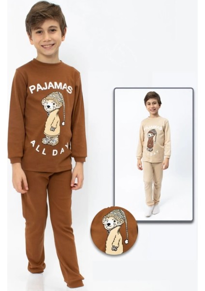 5062 8-10 Yaş Pajamas All Day Baskılı Erkek Pijama Takımı