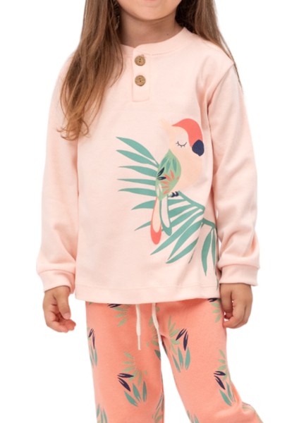7014 4-7 Yaş Papağan Baskılı Pijama Takım