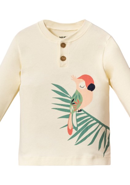 7013 1-4 Yaş Papağan Baskılı Pijama Takım