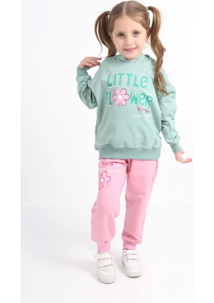 3563 3-7 Yaş Lıttle Flower Baskılı 2iplik Mevsimlik Kız Takım