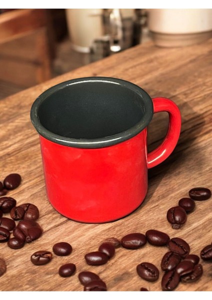 Emaye Kordonlu Kupa - Emaye Kampçı Kupası - Kahve Fincanı - Kamp Bardağı - 3'lü - Kırmızı Krem Yeşil - 350 ml fiyatları
