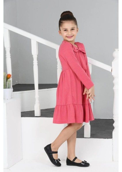 3053 6-10 Yaş Yakalı Garnili Elbise