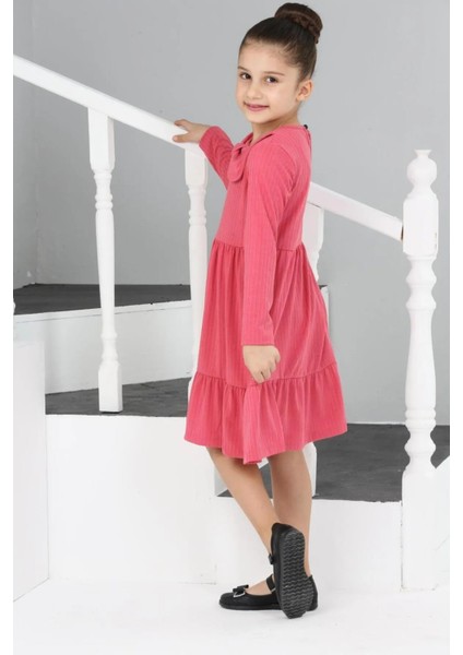 3053 6-10 Yaş Yakalı Garnili Elbise