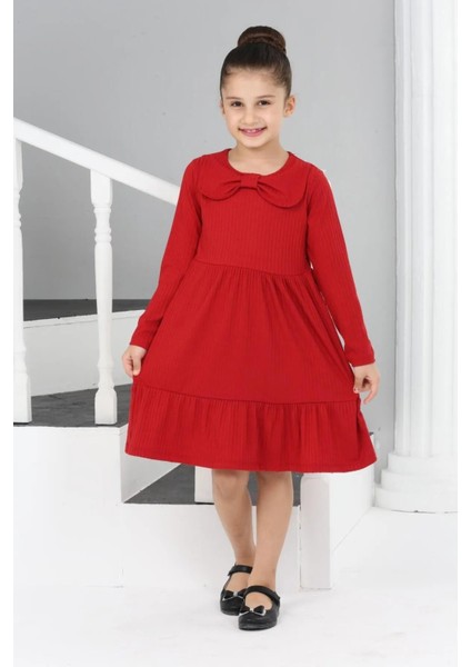 3053 6-10 Yaş Yakalı Garnili Elbise