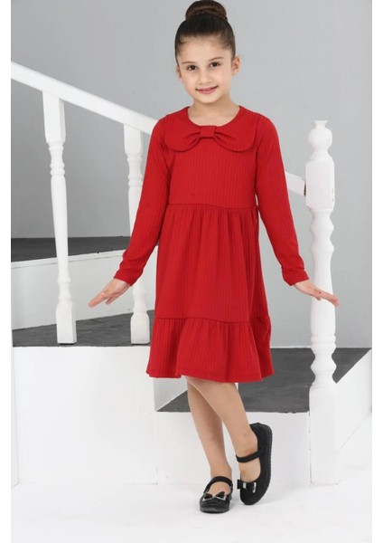 3053 6-10 Yaş Yakalı Garnili Elbise