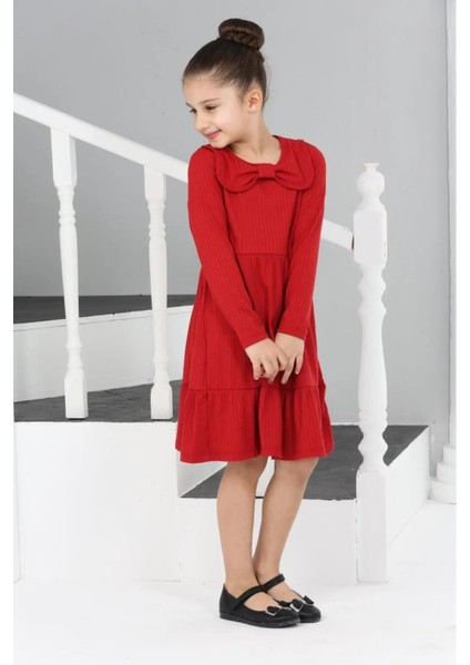 3053 6-10 Yaş Yakalı Garnili Elbise