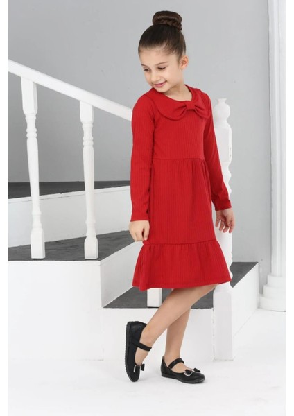 3053 6-10 Yaş Yakalı Garnili Elbise