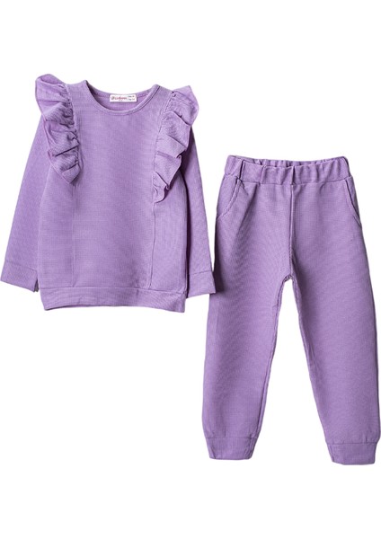 3095-1 7-10 Yaş Kız Fırfır Detaylı Takım