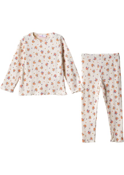 Br-02 3-7 Yaş Kız Çiçekli Taytlı Takım