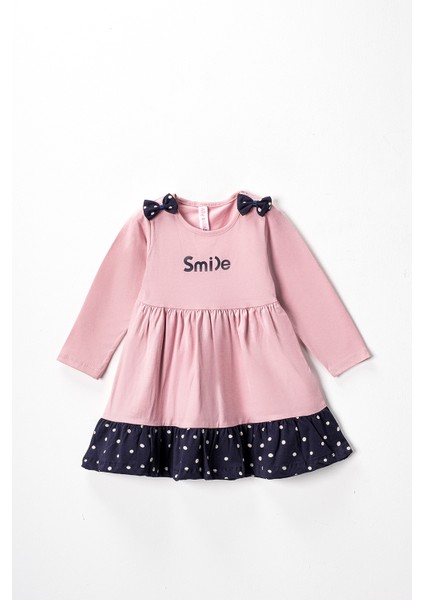 9866 2-5 Yaş Smile Baskılı Puantiyeli Elbise