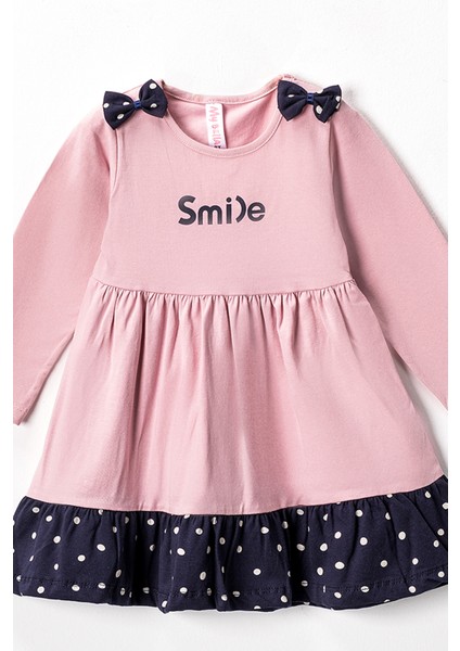 9866 2-5 Yaş Smile Baskılı Puantiyeli Elbise