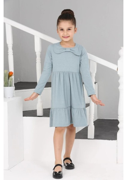 3053 6-10 Yaş Yakalı Garnili Elbise