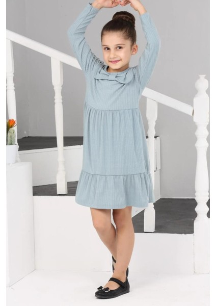 3053 6-10 Yaş Yakalı Garnili Elbise
