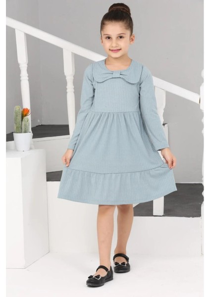 3053 6-10 Yaş Yakalı Garnili Elbise