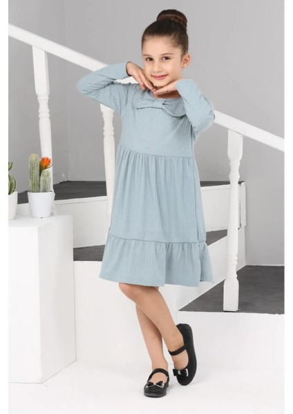 3053 6-10 Yaş Yakalı Garnili Elbise