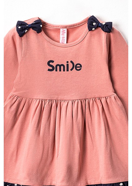 9866 2-5 Yaş Smile Baskılı Puantiyeli Elbise