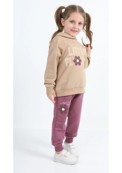 3563 3-7 Yaş Lıttle Flower Baskılı 2iplik Mevsimlik Kız Takım modelleri