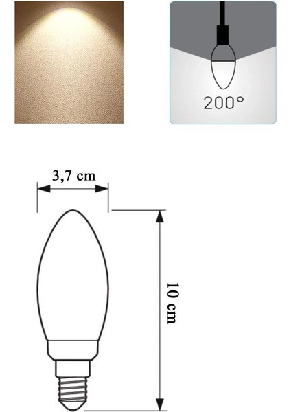 4,9W (40W) LED Mum Ampul Sarı 2700K - E14 3 Adet Avize Lambası